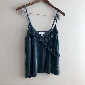 ✨$7 CLEAR-OUT✨ Bella Dahl Silk Velour Ruffle Cropped Sleeveless Crop Top Teal